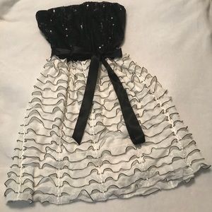 Sequin black and white strapless dress
